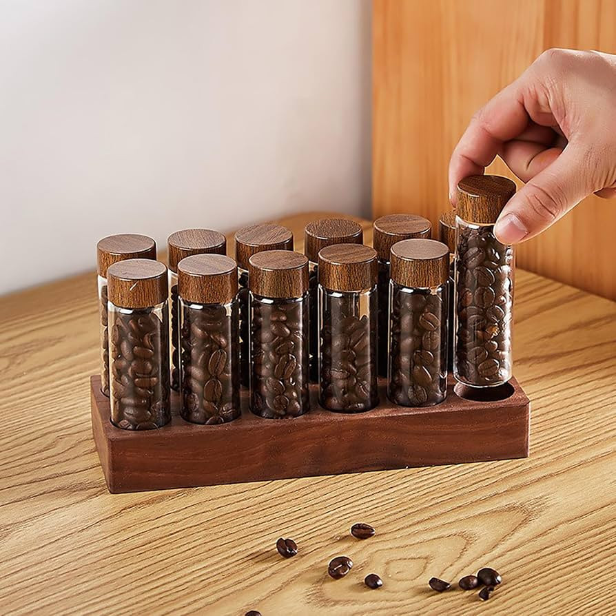 Coffee Bean Storage,Coffee Storage Container with Walnut Solid Wood Base,Coffee Bean Container,12... | Amazon (US)