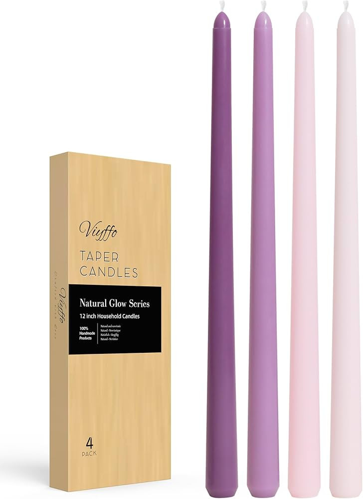 Taper Candles 12 Inch Purple Set of 4 Unscented, Dripless, Smokeless Long Tall Tapered Candlestic... | Amazon (US)