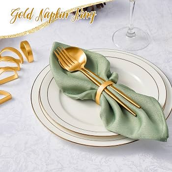 Gold Napkin Rings Set of 6, Semicircle Metal Gold Napkin Holder Buckles, Fall Thanksgiving Christ... | Amazon (CA)