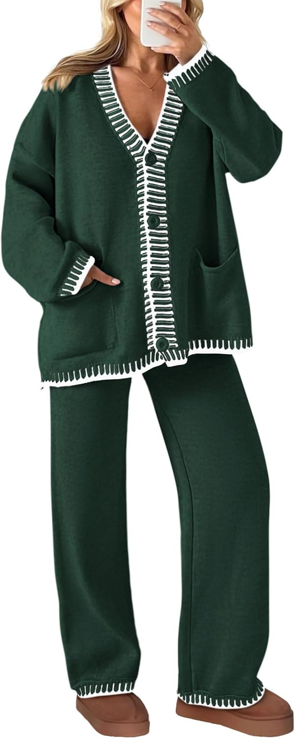 PRETTYGARDEN Women's Fall 2 Piece Matching Cozy Knit Sweater Lounge Sets | Amazon (US)