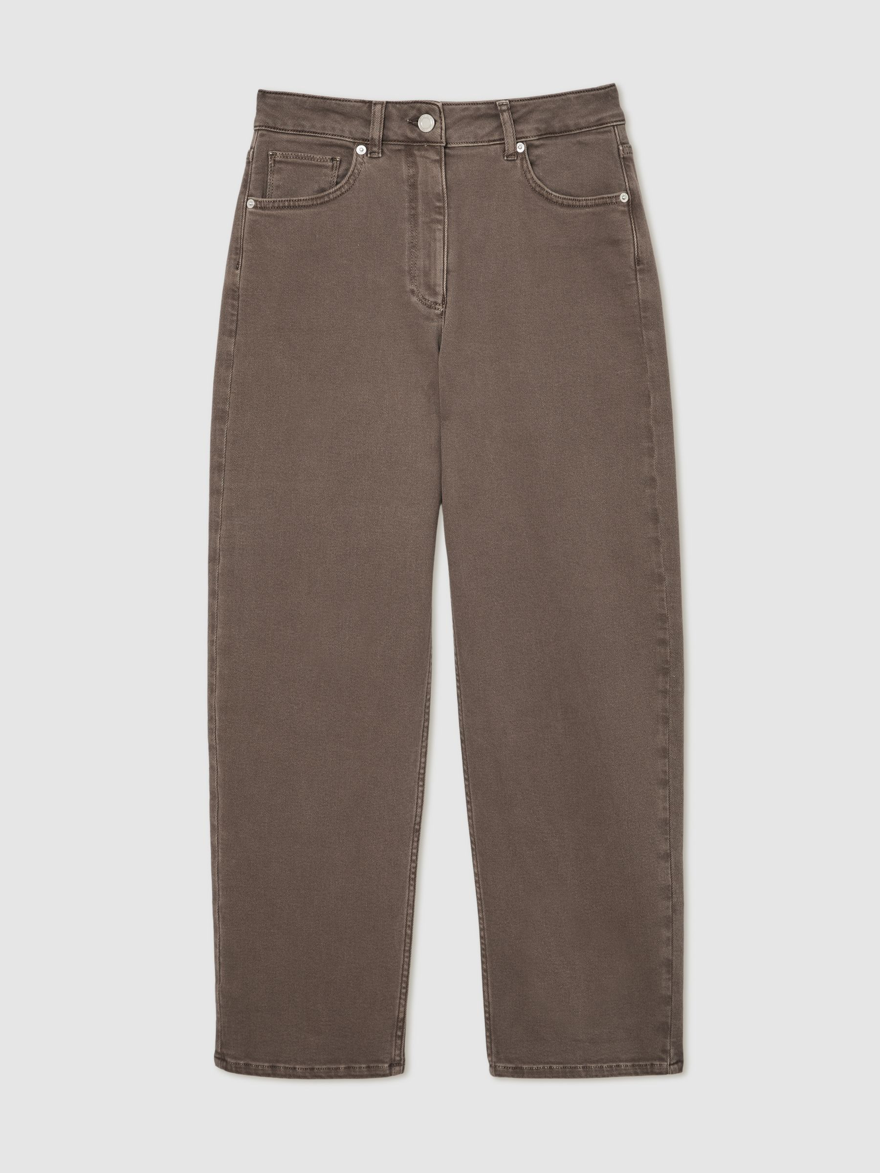 Reiss Mid-Rise Straight-Leg Jeans in Mocha Brown - REISS | Reiss UK