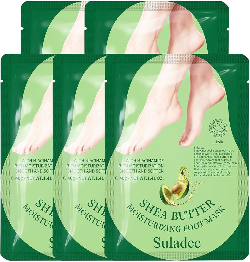 SULADEC Moisturizing Foot Mask with Shea Butter and Goat Milk, Hydrating Foot Masks for Dry Crack... | Amazon (US)