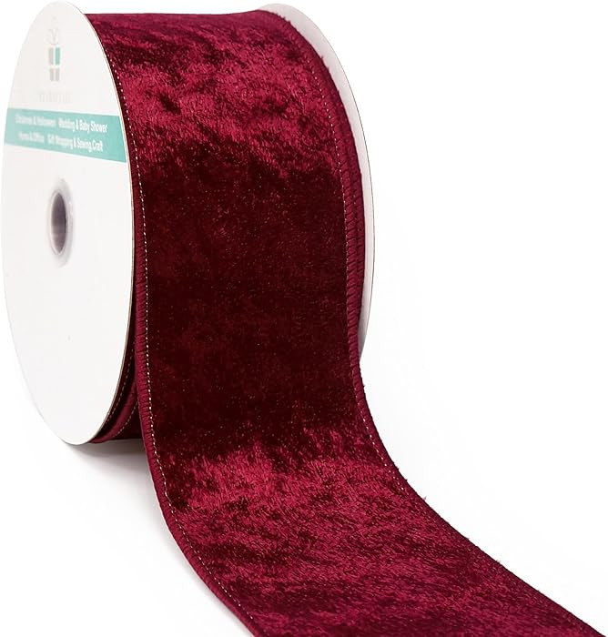 Wine (Burgundy) Velvet Ribbon 2.5 Inch x 10 Yards for Christmas Tree Topper Home Decoration Wreat... | Amazon (US)