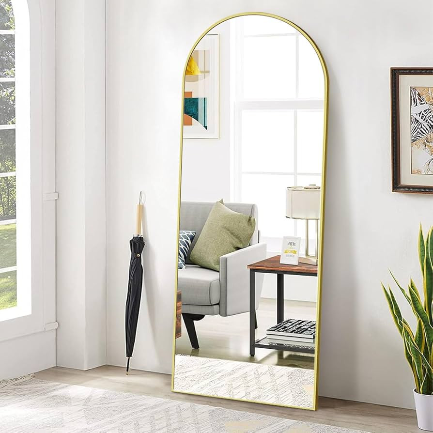 BEAUTYPEAK 65"x24" Arch Floor Mirror, Full Length Mirror Wall Mirrors Hanging or Leaning Arched-T... | Amazon (US)