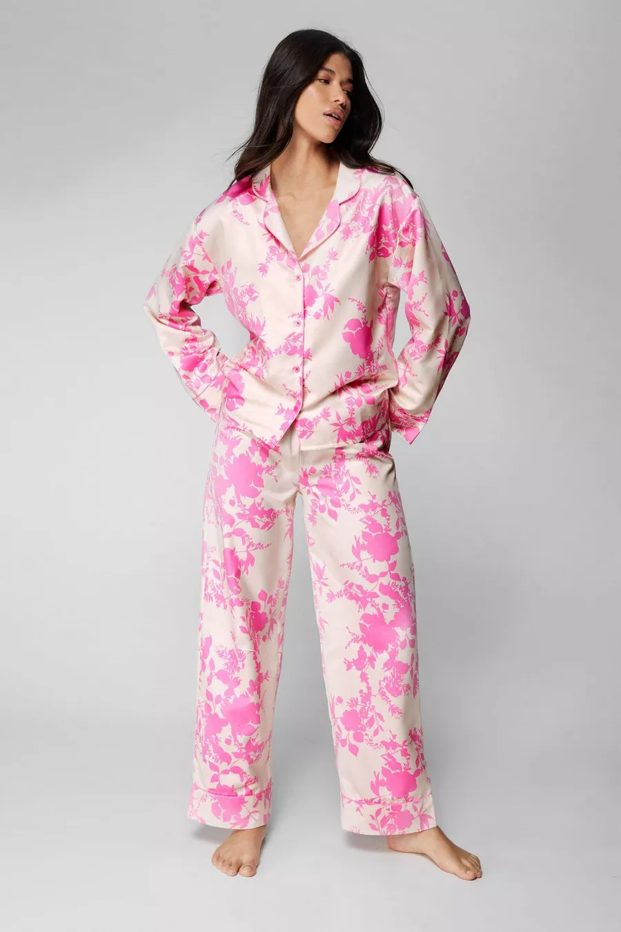 Satin Floral Pajama Pants Set | Nasty Gal US
