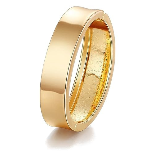 ABJFJE Fashion Exaggerated Wide Grooved Brushed Cuff Hinged Bangle Bracelets Smooth Punk Statement Gold Bangles Bracelet for Women Jewelry Gift Gold (Gold 5) | Amazon (US)