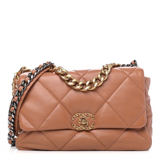 CHANEL Lambskin Quilted Large Chanel 19 Flap Brown | FASHIONPHILE (US)