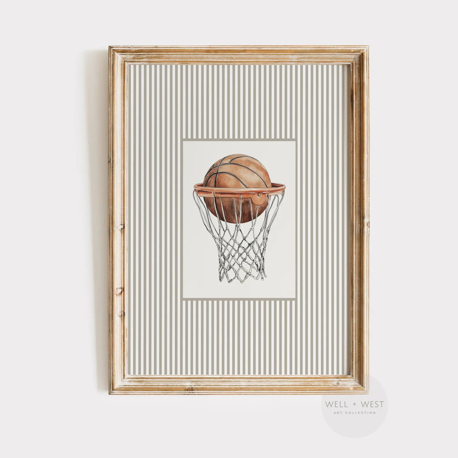 Basketball Print | Vintage Style Basketball Hoop Illustration | Boys Room Printable | Office Deco... | Etsy (US)