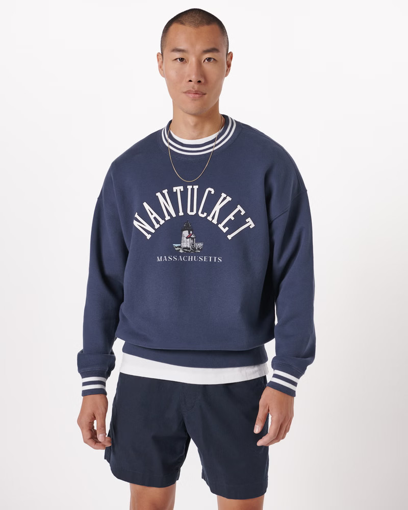 Men's Nantucket Graphic Crew Sweatshirt | Men's Tops | Abercrombie.com | Abercrombie & Fitch (US)