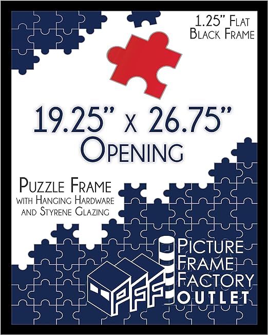 (1) -19.25x26.75-1.25" Flat Black Profile - Puzzle Frame - Hanging Hardware and Plexiglass Includ... | Amazon (US)