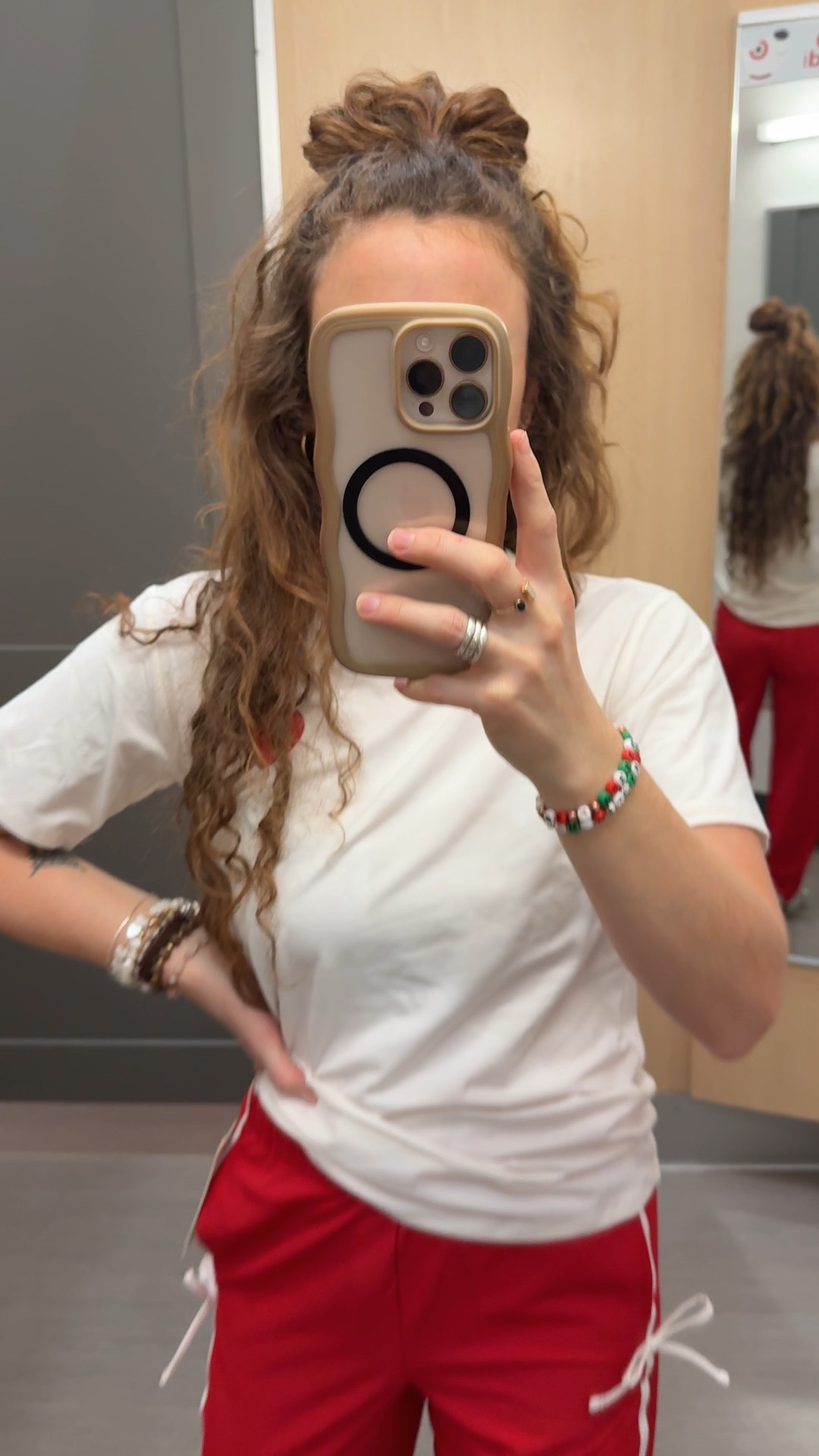 Wearing xl in both in girls sizes! 
I also have these in XS women’s 