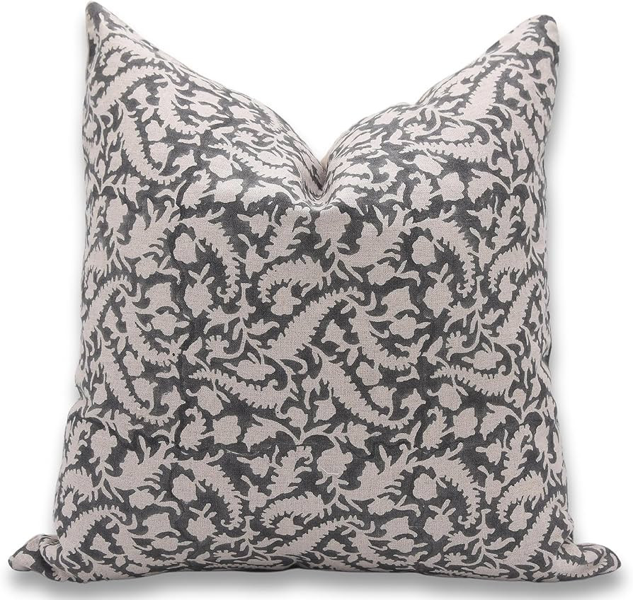 Amazon.com: Fabritual Pure Linen Throw Pillow Cover, Outdoor Pillow with Handloom Print, Sustaina... | Amazon (US)