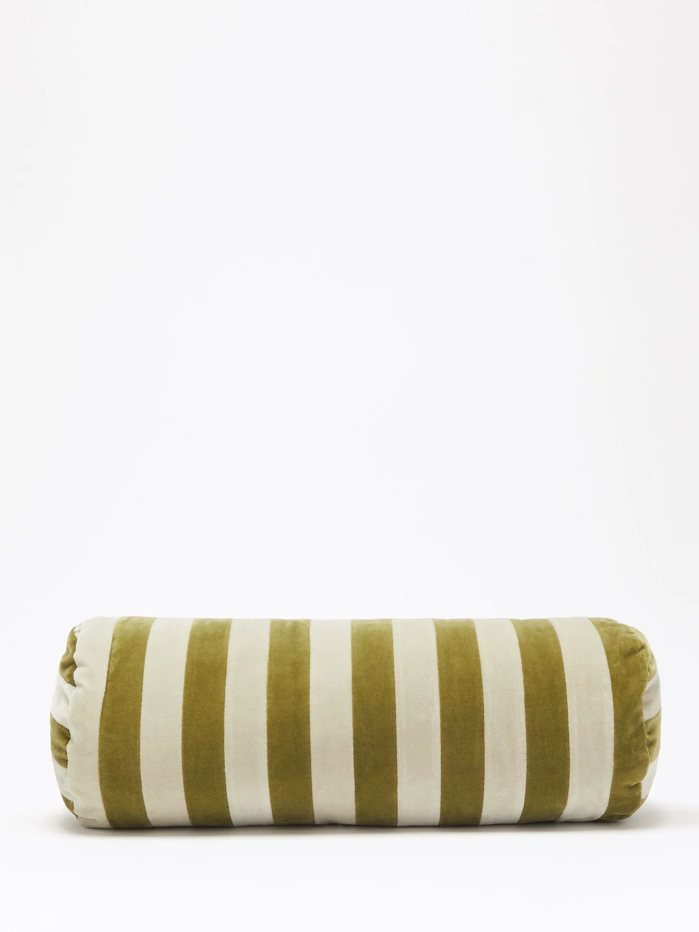 Cylindrical striped cotton-velvet bolster cushion | Christina Lundsteen | Matches (international)