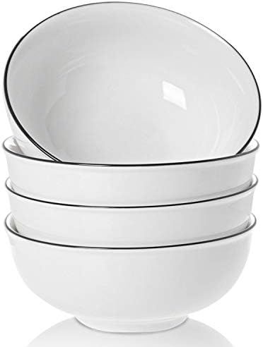 TGLBT 36 Ounce Porcelain Soup Bowls Salad Bowl Set of 4 Dishwasher and Microwave Safe White | Amazon (US)