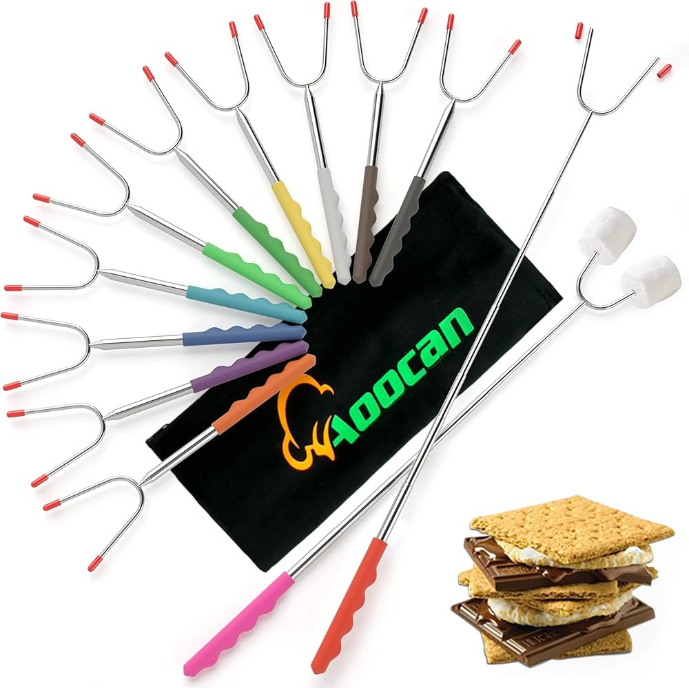 Aoocan Marshmallow Roasting Sticks，(12 Pack) Long 45 Inch Smores Sticks for Fire Pit, Telescopi... | Amazon (US)
