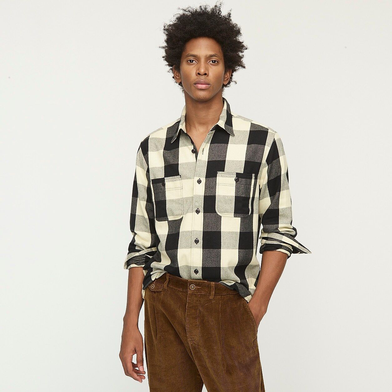 Slim midweight flannel workshirt in large bufflalo check | J.Crew US