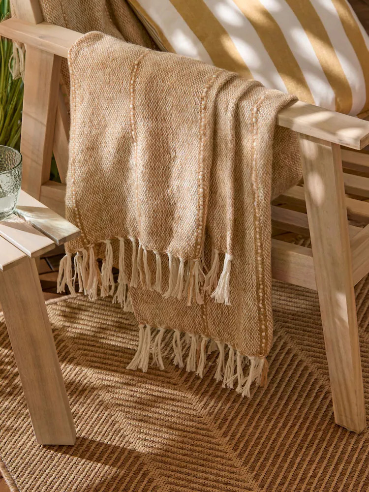 Yard Natural Hedon Tasselled Outdoor Throw | Next EU