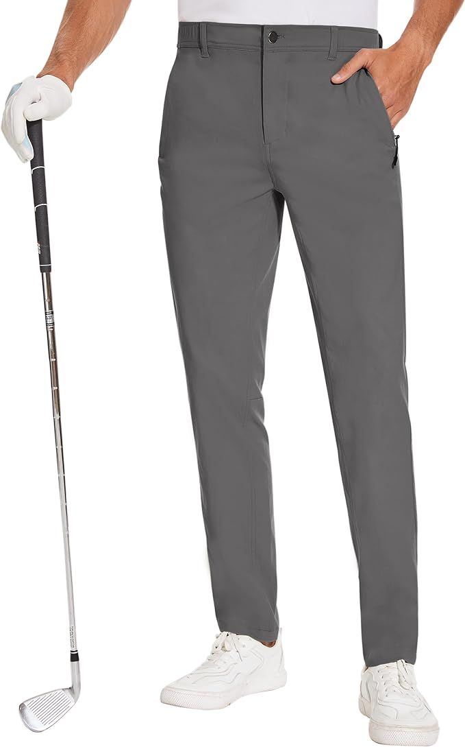 SPECIALMAGIC Golf Pants Men Stretch Slim fit Hiking Pants Lightweight Dress Casual Tapered Zipper... | Amazon (US)