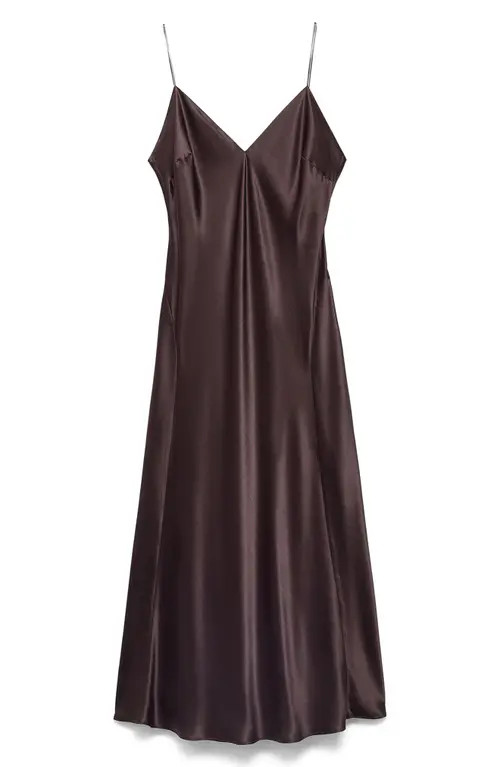 MANGO Selection Satin Slipdress in Brown at Nordstrom, Size 4 | Nordstrom