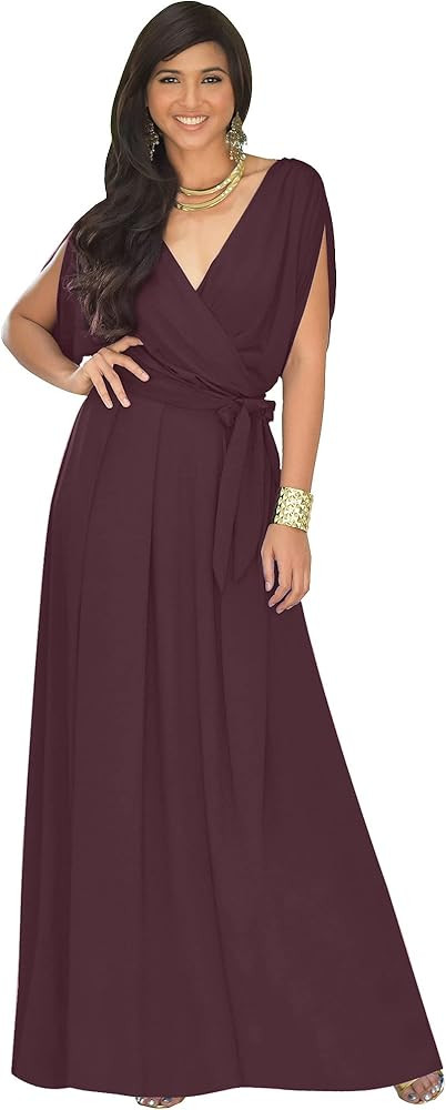 KOH KOH Womens Long Semi-Formal Short Sleeve V-Neck Floor Length Maxi Dress Gown | Amazon (US)