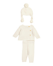 Newborn 2pc Knit Cardigan Pant Set With Pom Hat | TJ Maxx
