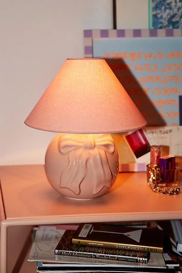 Bow Table Lamp in Rose at Urban Outfitters | Urban Outfitters (US and RoW)