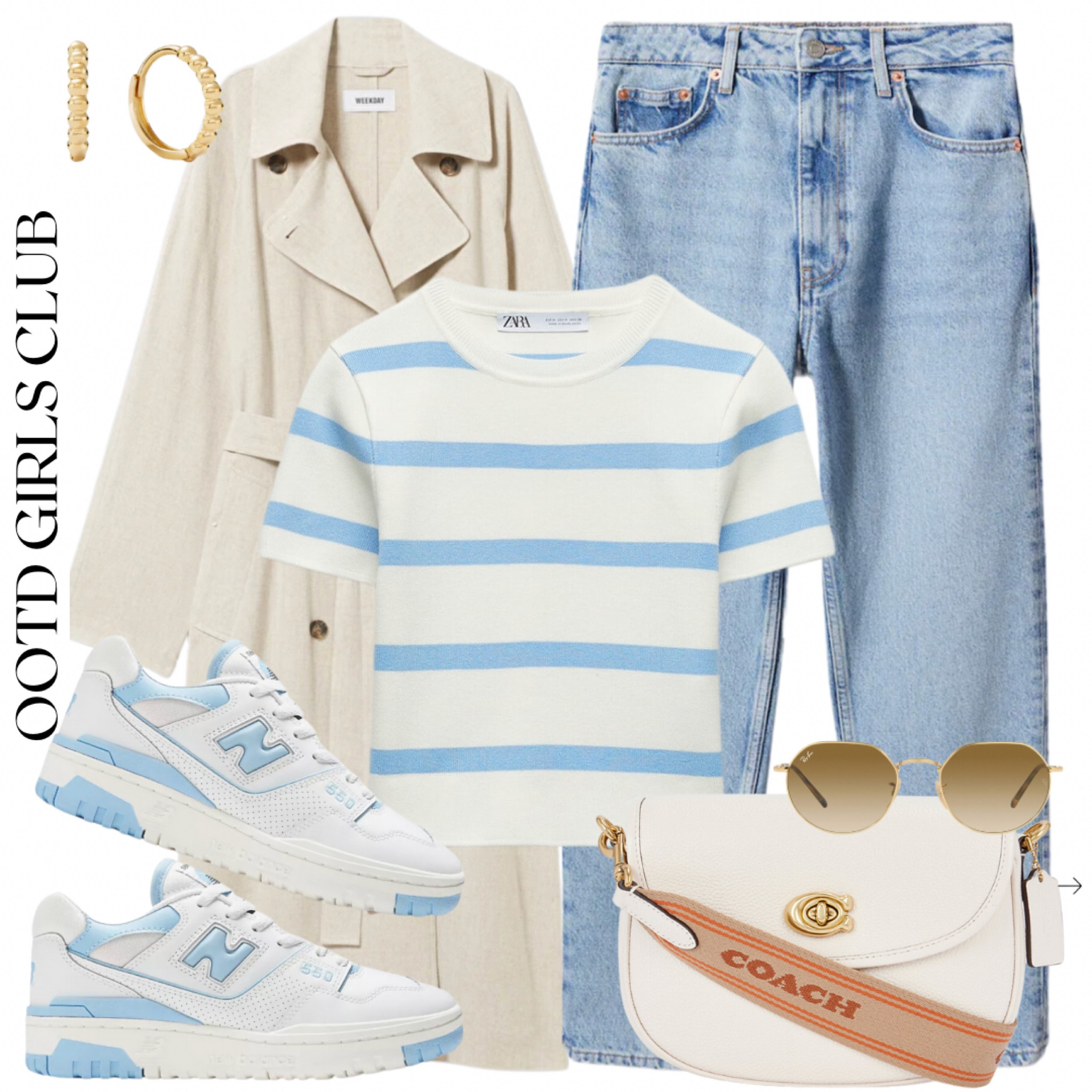A little blue outfit for Spring! 💙🤍 cute Zara tops and jeans for the warmer weather! New balance, coach bag, trench, outfit, ootd

#LTKSeasonal #LTKstyletip #LTKeurope