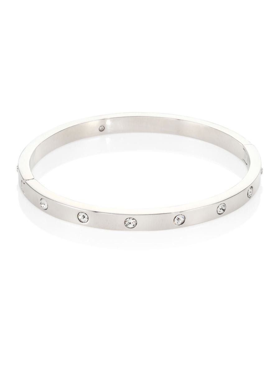 Set in Stone Rhodium-Plated Hinged Bangle | Saks Fifth Avenue (UK)