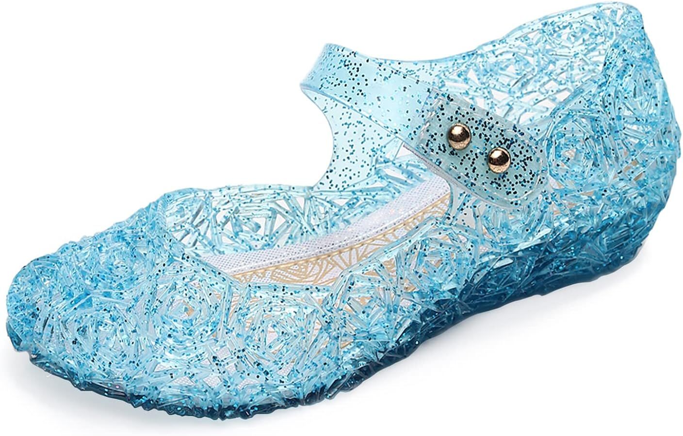Jelly Shoes for Girls, Snow Queen Princess Birthday Sandals for Little Girls, Blue Toddler Glitter Sandals Size 9, Frozen Inspired Party Cosplay Costumes Dress Flats | Amazon (US)