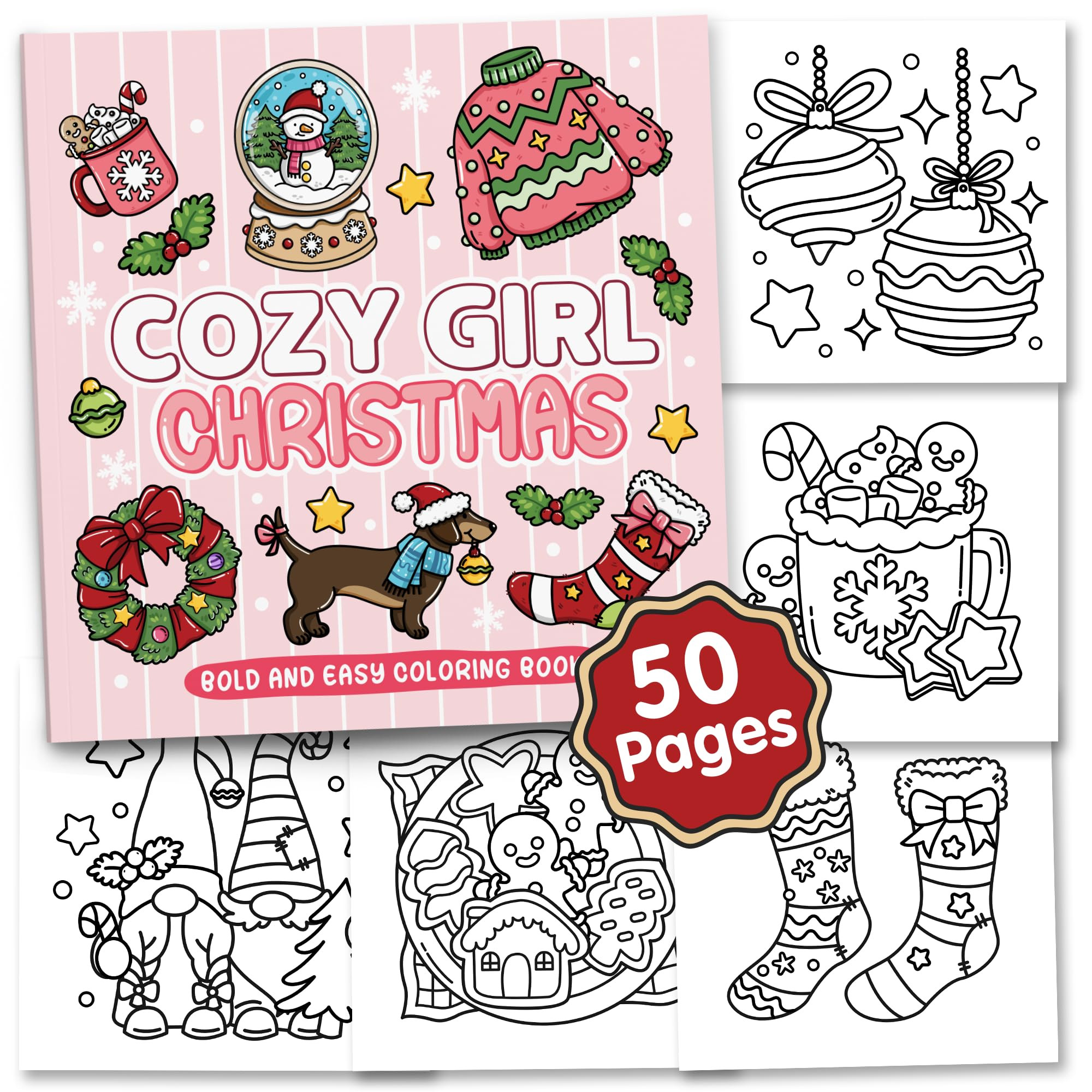 Brightenkidz Cozy Girl Christmas Coloring Book - Cute & Simple Adult Coloring Book with Bold and ... | Amazon (US)