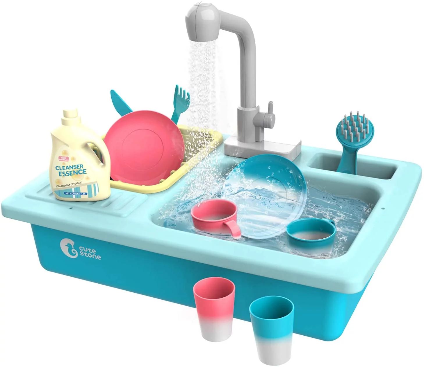 CUTE STONE Color Changing Play Kitchen Sink Toys, Heat Sensitive Electric Dishwasher Play Pretend... | Walmart (US)