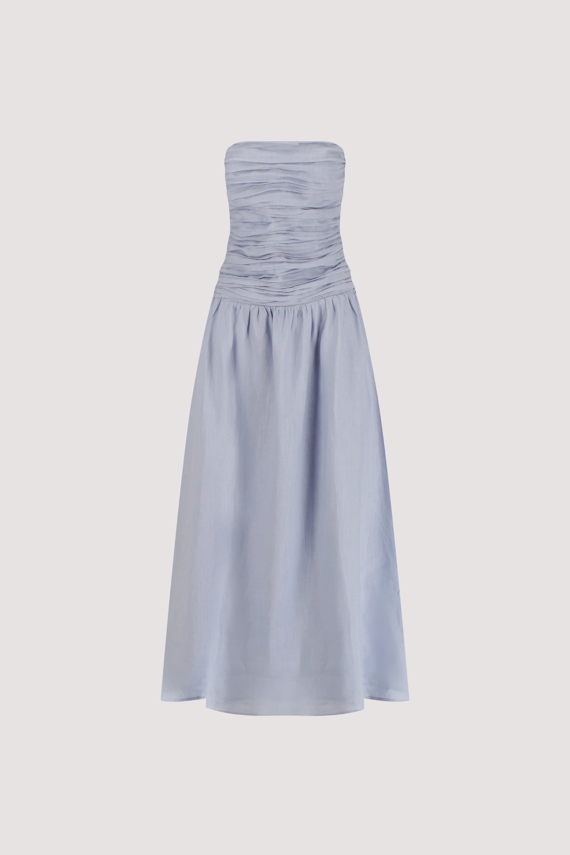 AUBRIELLA DUSTY BLUE LINEN DRESS | DISSH