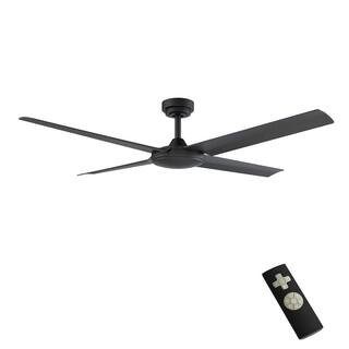 Laritza 56 in. Indoor/Outdoor Matte Black Ceiling Fan with Remote Control | The Home Depot