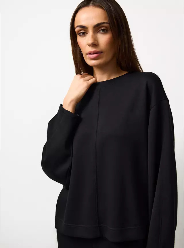 Black Volume Sleeve Scuba Co-ord Sweatshirt XS | Tu Clothing