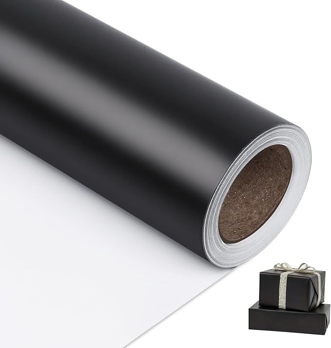 NESCCI Matte Metal Black Wrapping Paper, Solid Color Paper,Gift Wrapping Paper,Perfect for Weddin... | Amazon (US)