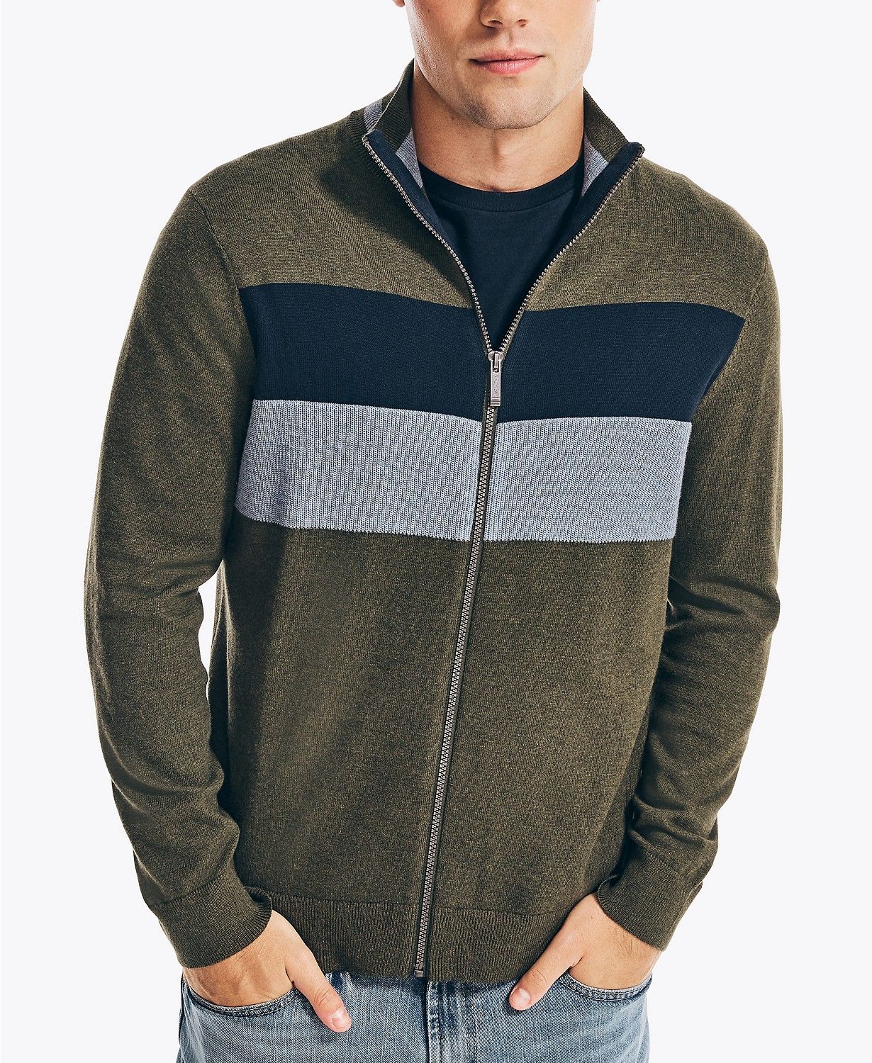 Nautica Men's Colorblocked Zip Sweater & Reviews - Sweaters - Men - Macy's | Macys (US)