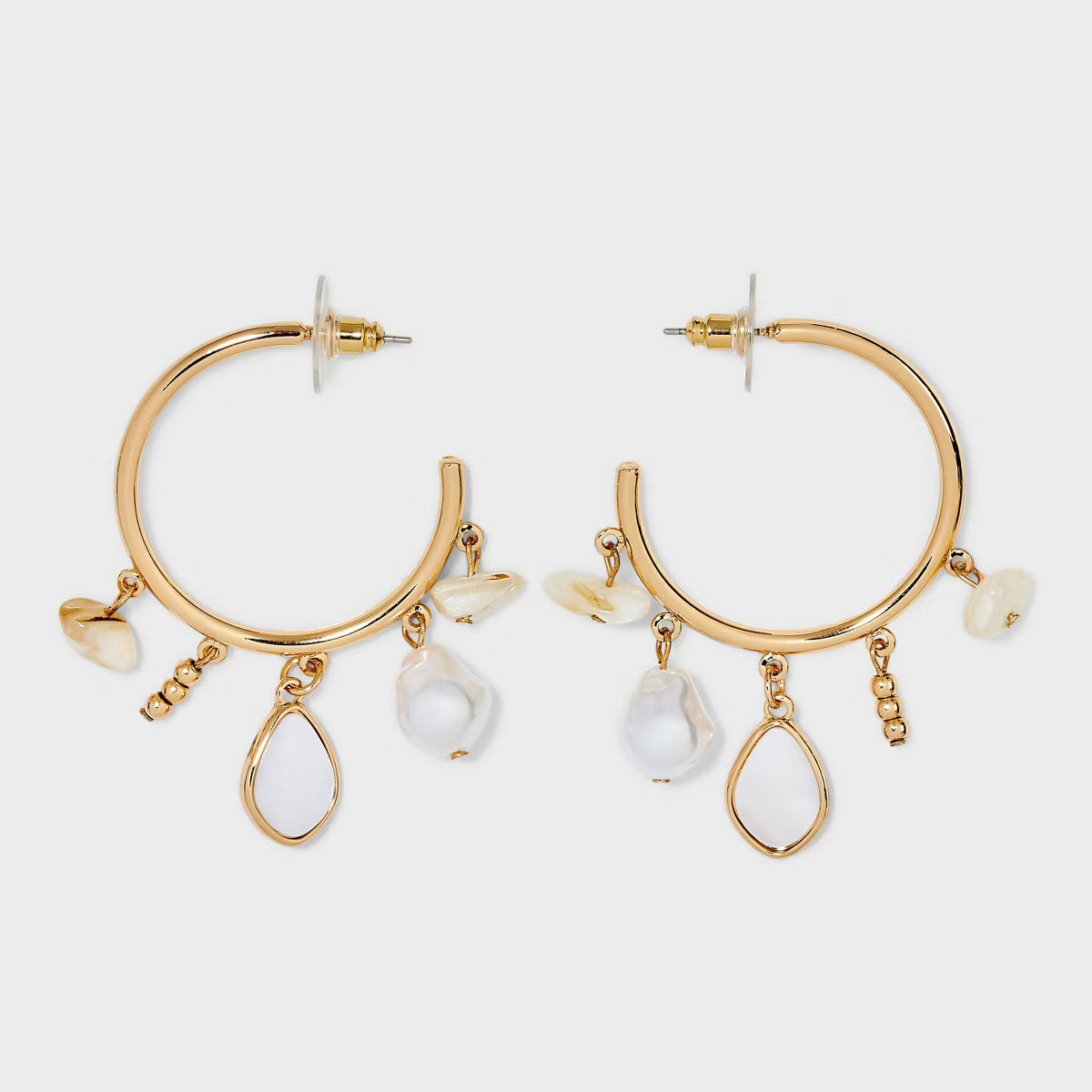 Hoop Earrings with Sealife Charms - A New Day™ Gold | Target