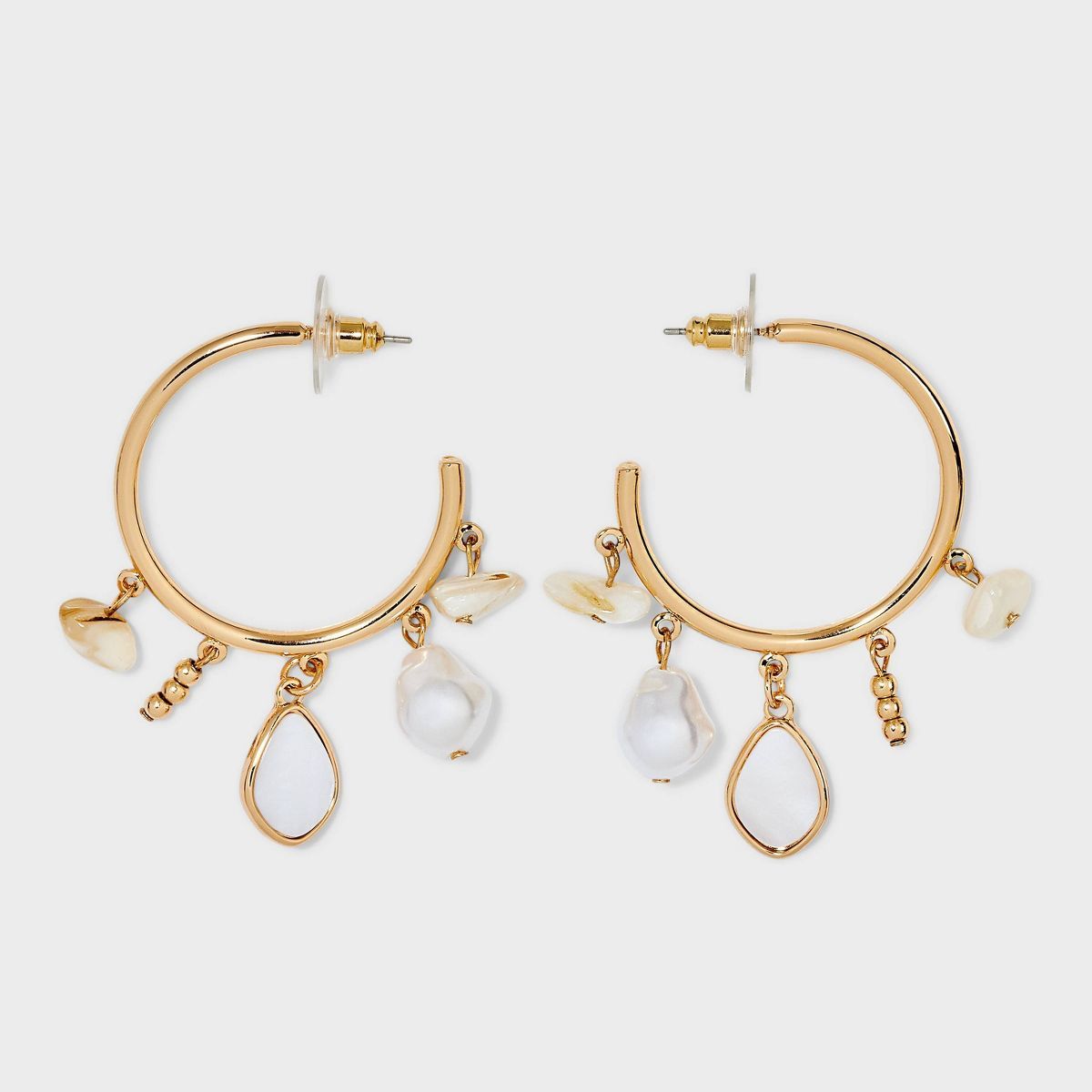 Gold Hoop Earrings with Sealife Charms - A New Day™ | Target