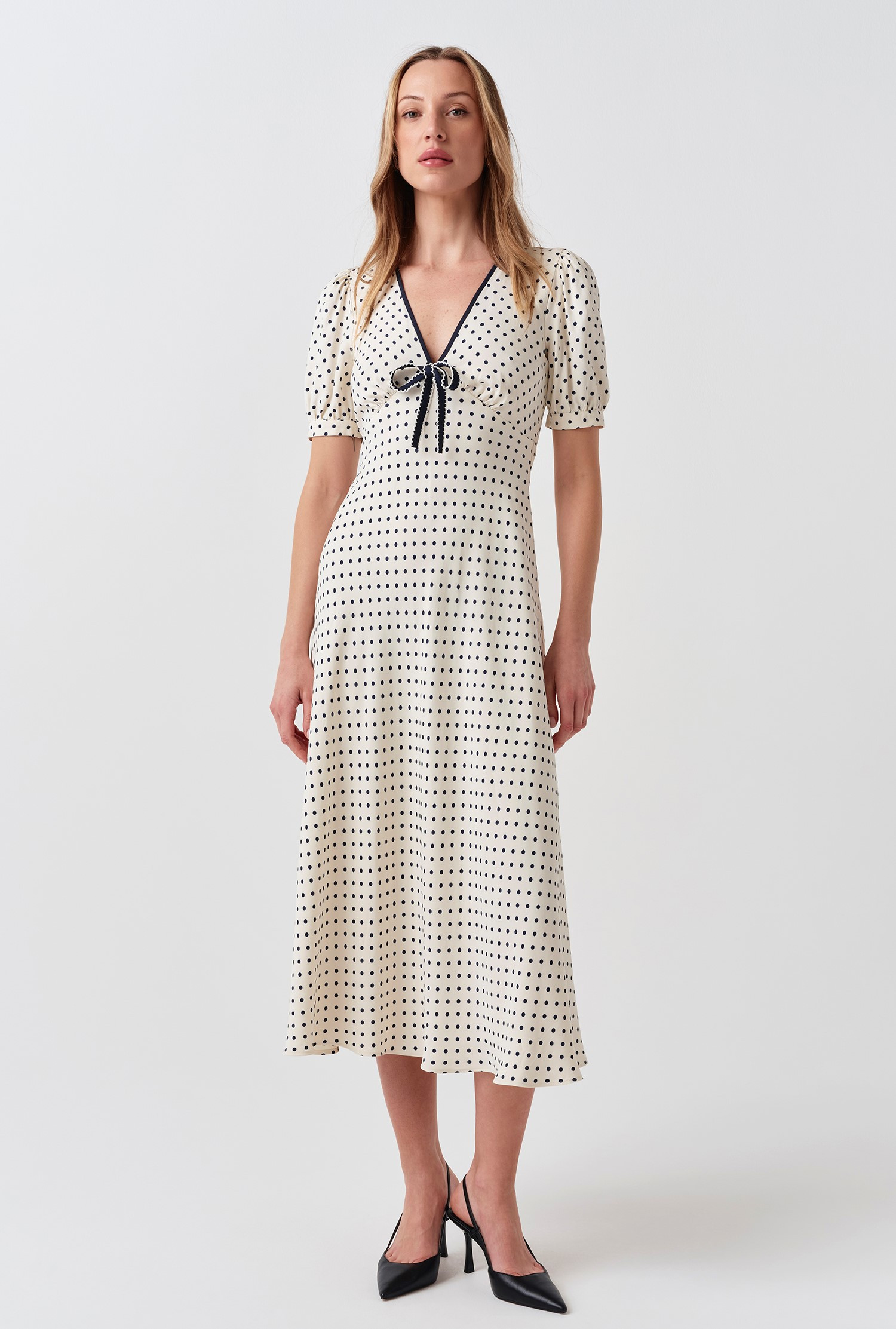 Maryam Polka Dot Crepe Midi Dress | Ghost