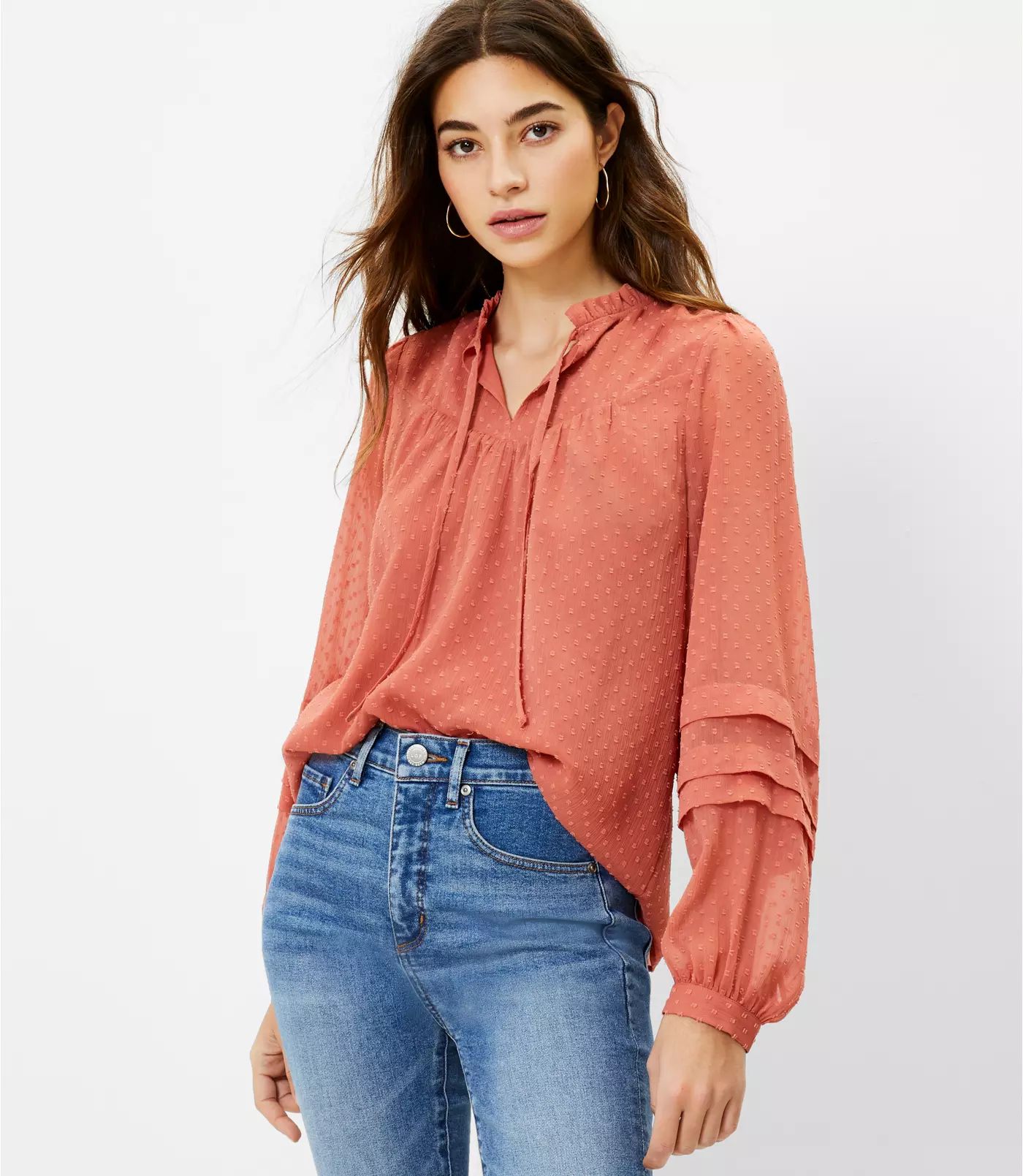 Clip Pleated Sleeve Blouse | LOFT | LOFT