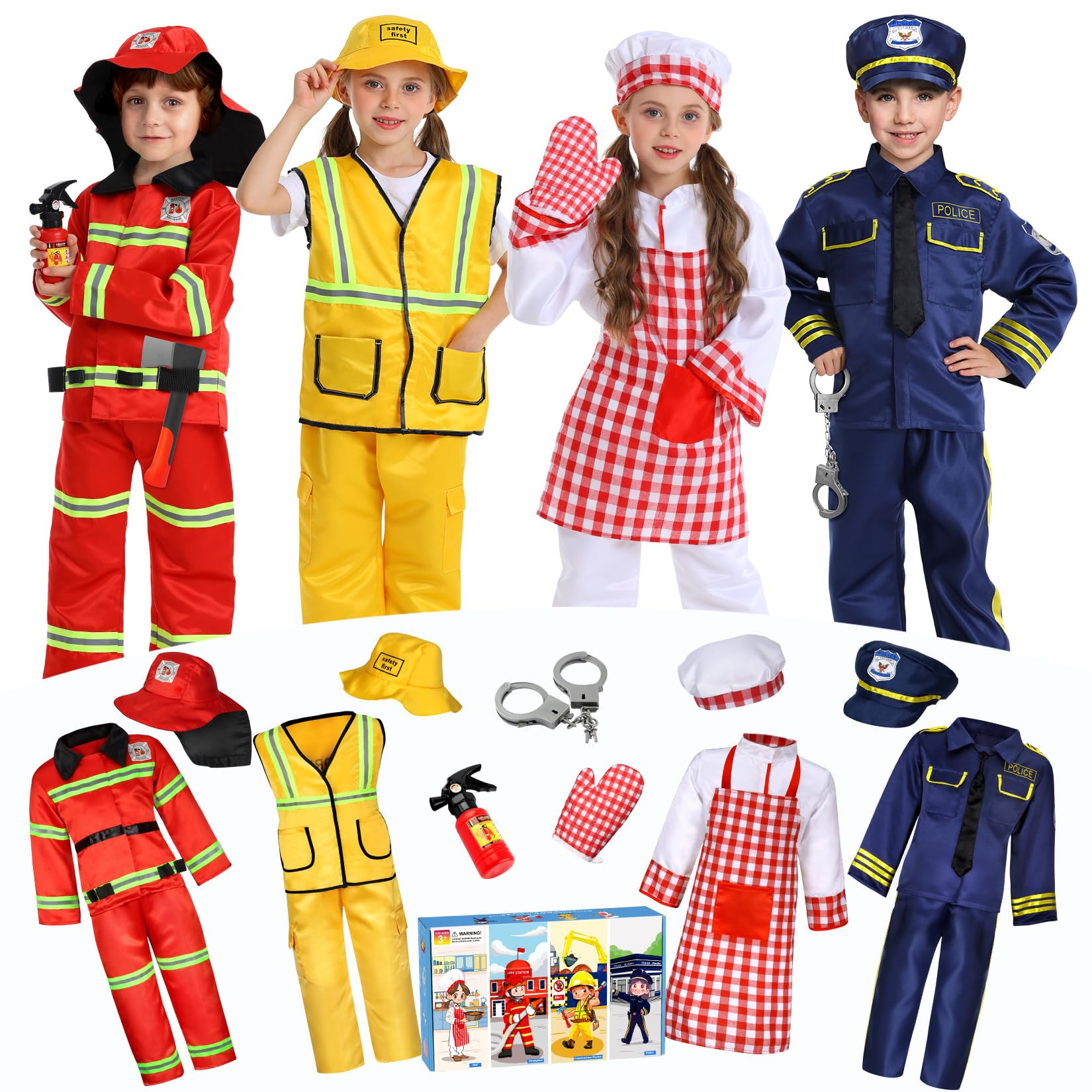 14Pcs Toddler Dress up Clothes,Boys Dress up Costumes for Play,Kids Dress up Set with Firefighter... | Amazon (US)