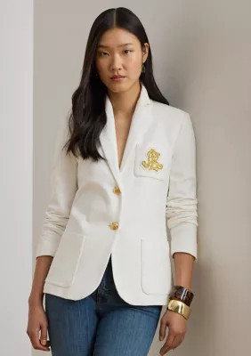 Lauren Ralph Lauren Women's Petite Bullion Jacquard Blazer, White, PL | Belk