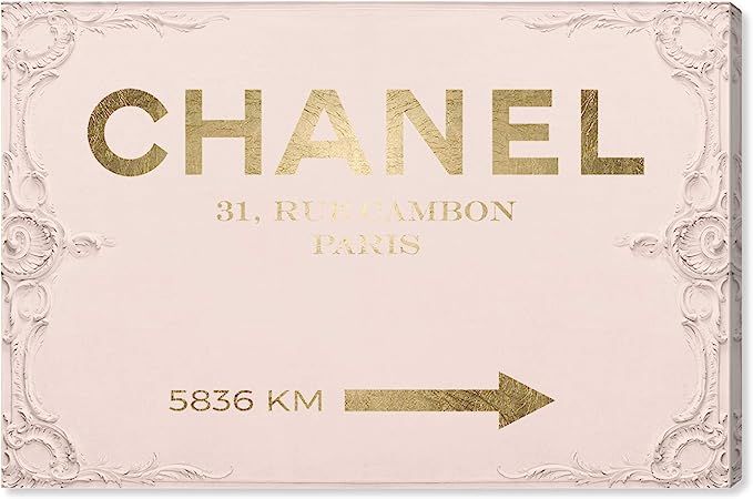 The Oliver Gal Artist Co. Fashion and Glam Wall Art Canvas Prints 'Couture Road Sign Rococo Blush... | Amazon (US)