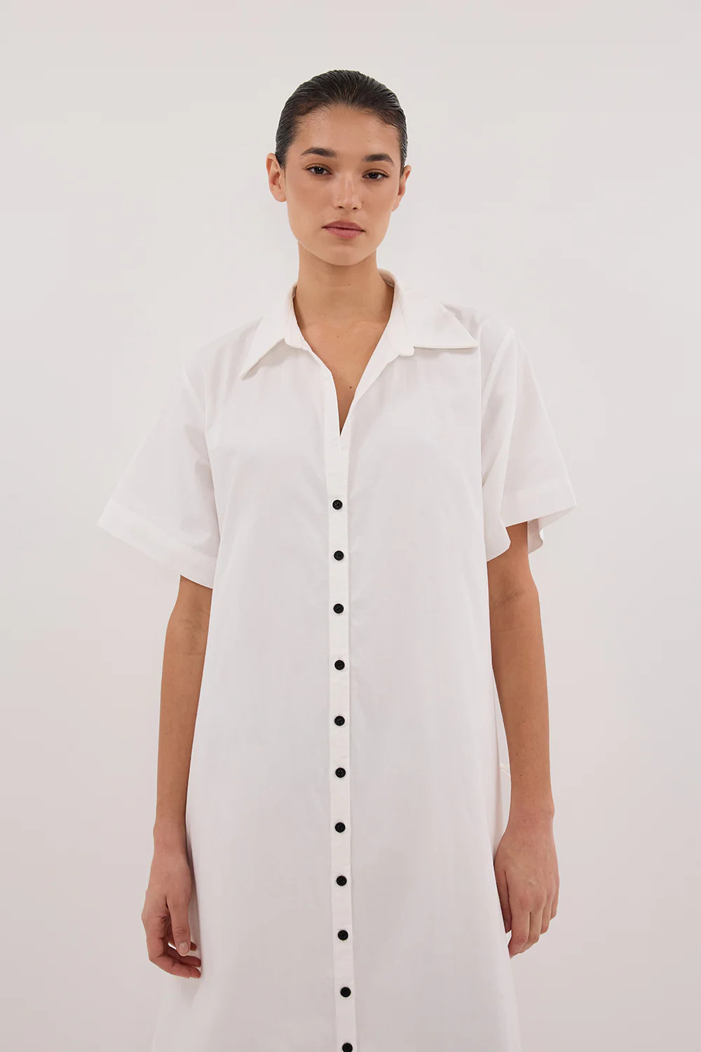 VIOLET WHITE SHIRT MIDI DRESS | DISSH