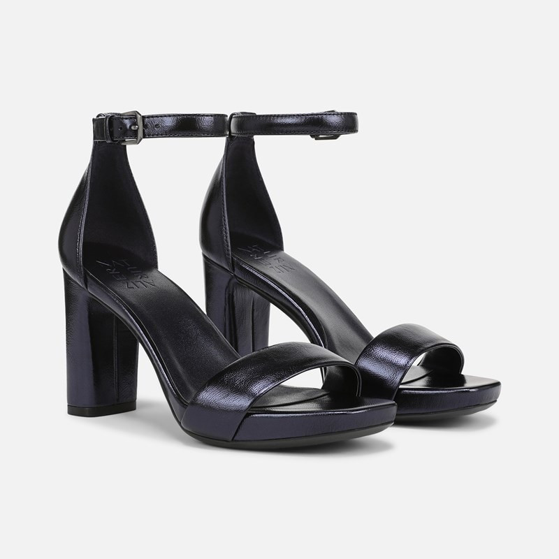 Naturalizer Joy Dress Sandals, Navy Metallic Leather, 8.5M Platform Heel | Naturalizer