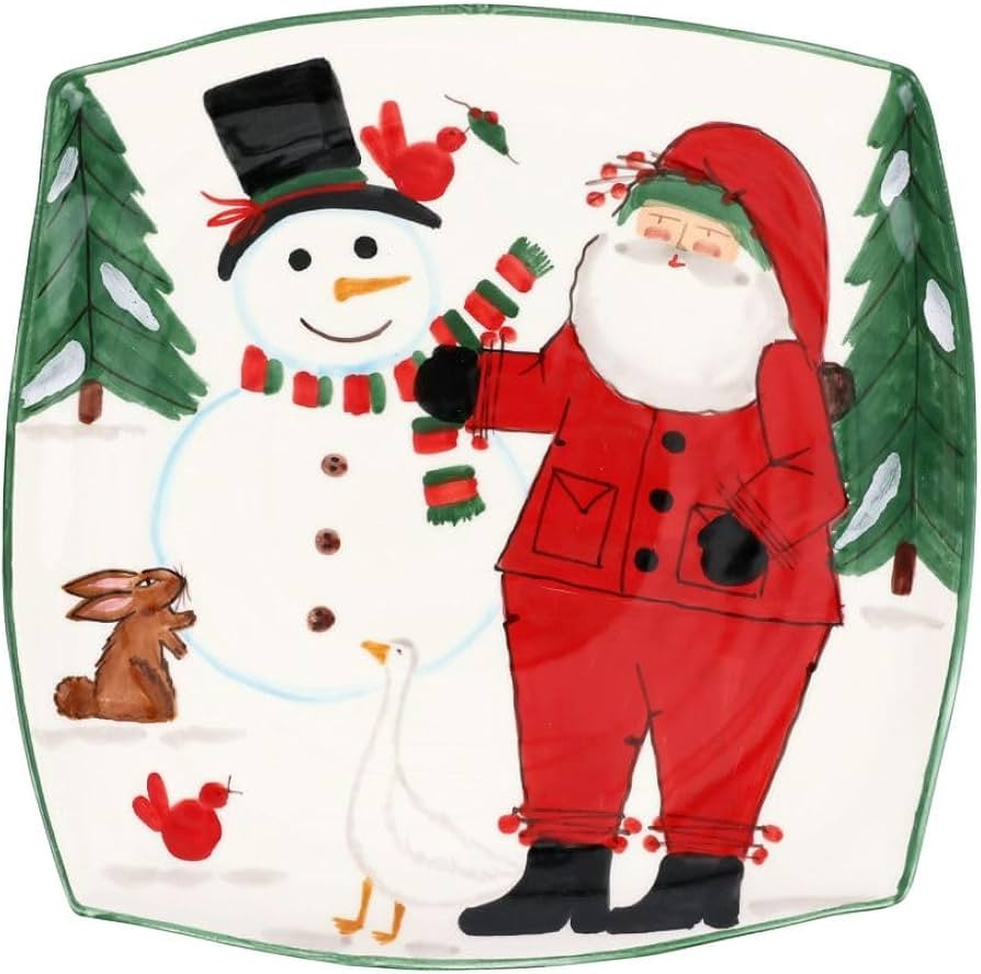 Vietri Old St. Nick 2024 Limited Edition Square Platter, Artisan Ceramic Christmas Dish, 12" Sq | Amazon (US)