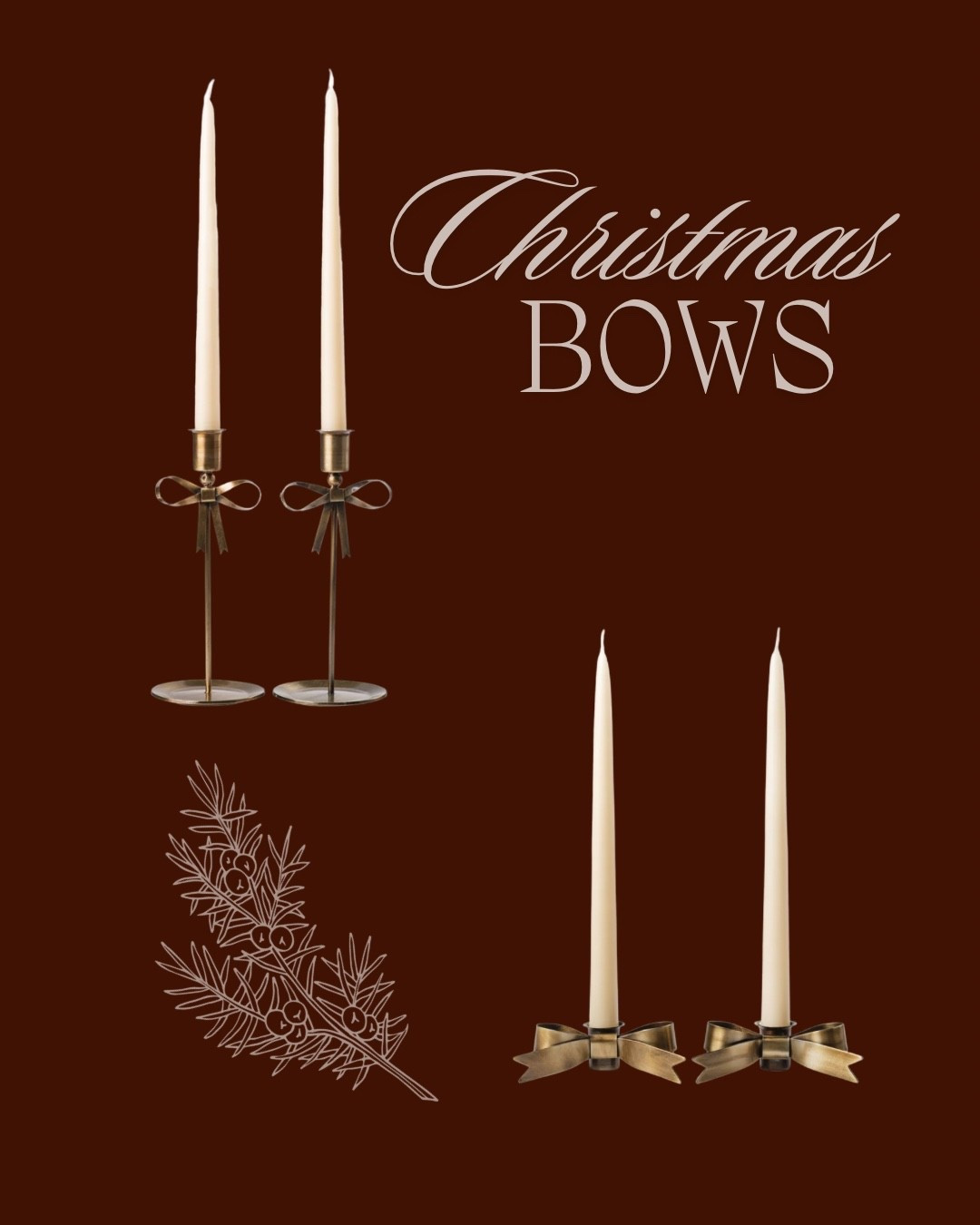 Christmas bow candlestick holders. I think these would be great year round!


Cailini coastal, brass, vintage, chinoiserie 

#LTKHome #LTKSeasonal