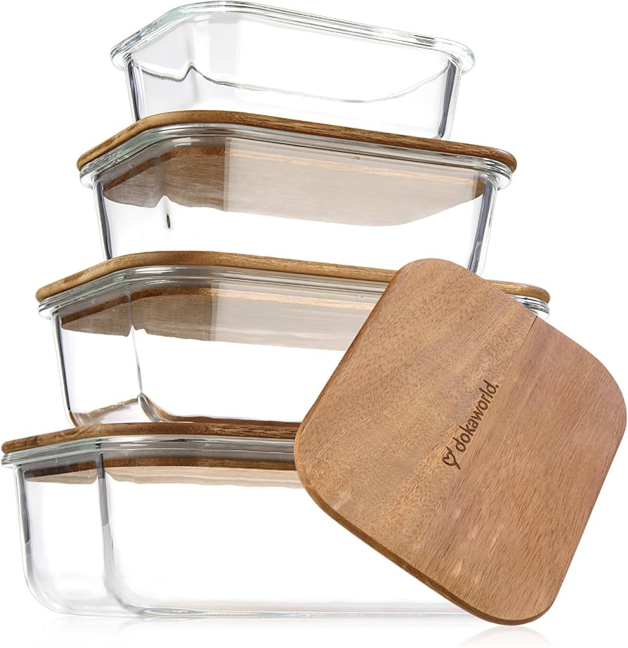 Glass Container Set with Acacia Lids | Amazon (US)