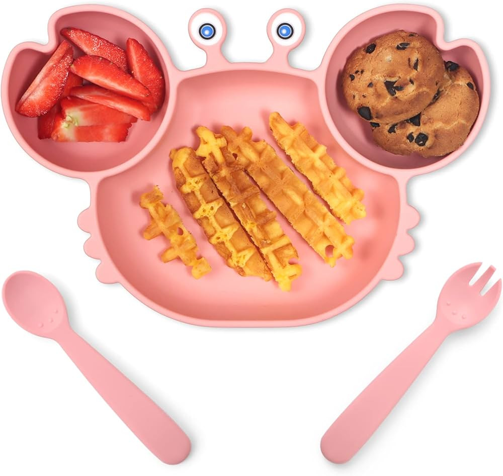 ROCCED Suction Plates for Baby, Silicone Plates with Suction Divided, Baby Spoon Fork Set for Tod... | Amazon (US)