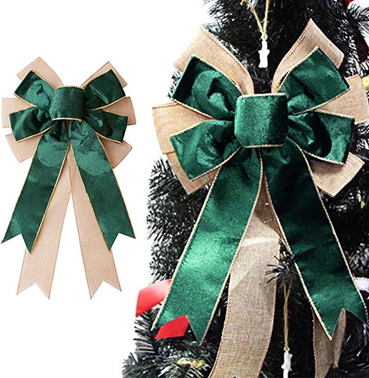 Dark Green Wired Velvet Ribbon for Gift Wrapping, Chrisrtmas Tree (2-1/2 inch, 5 Yards) | Amazon (US)